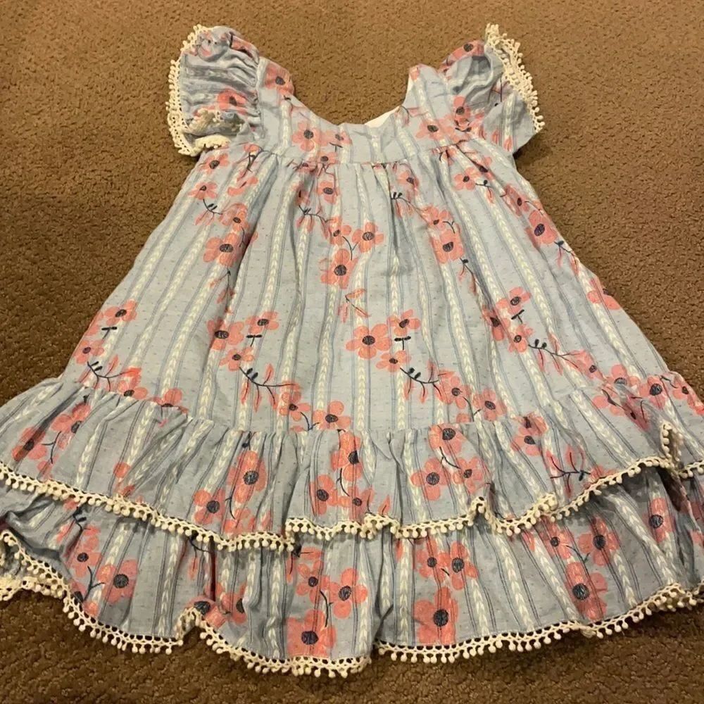 Ele Story Girls Blue Floral Lined Dress